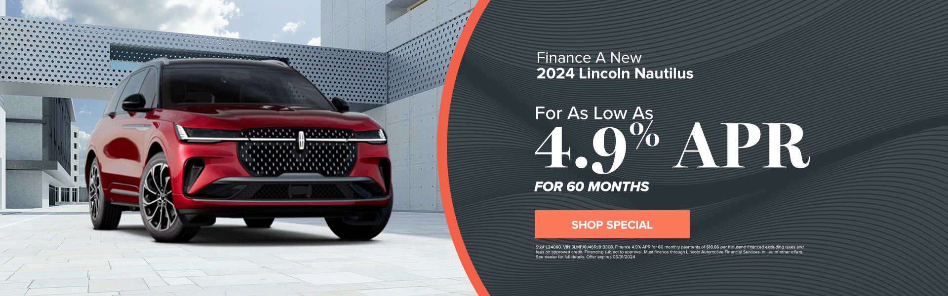Finance a new 2024 Lincoln Nautilus for 4.9% APR For 60 Mon