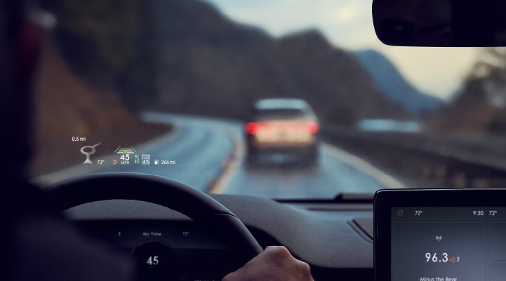 The head-up display is projected on the winds