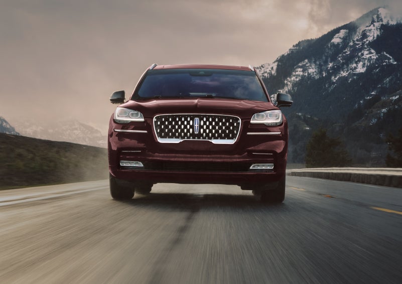 A 2024 Lincoln Aviator® SUV is shown in the Diamond Red exterior color. | Cavalier Lincoln in Chesapeake VA