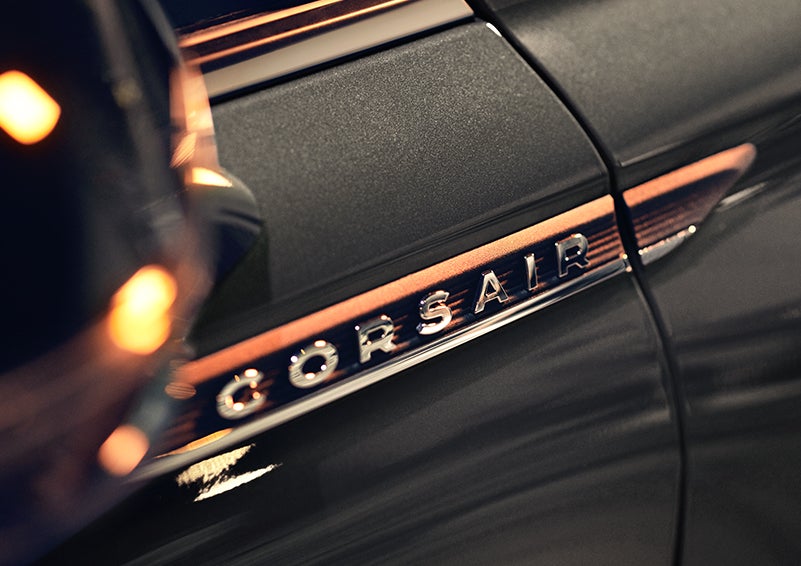 The stylish chrome badge reading “CORSAIR” is shown on the exterior of the vehicle. | Cavalier Lincoln in Chesapeake VA