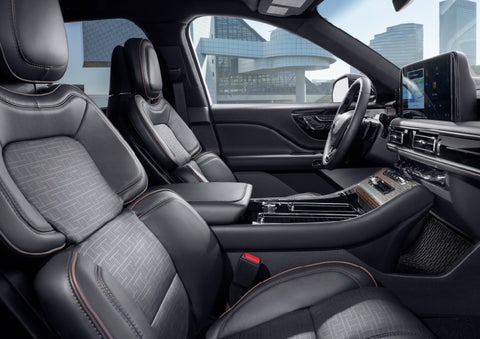 The interior of the 2025 Lincoln Aviator® SUV is shown with sleek black accents. | Cavalier Lincoln in Chesapeake VA