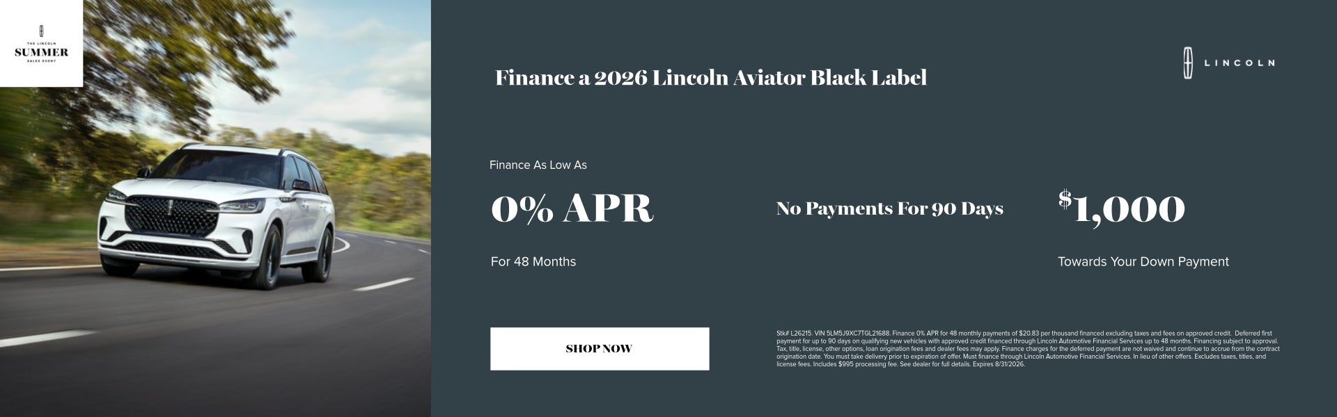 Finance a 2026 Lincoln Aviator Black Label Finance As Low A