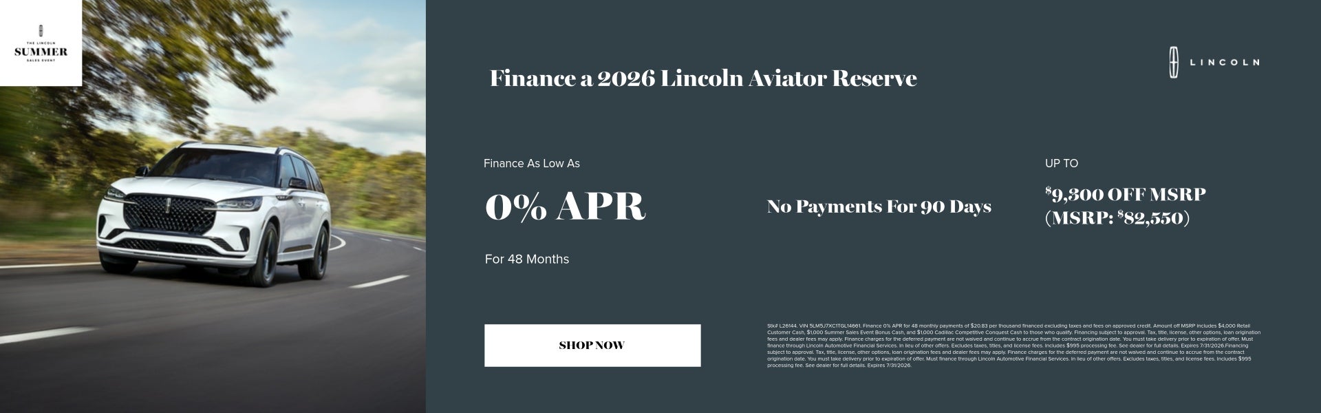 Finance a 2026 Lincoln Aviator Reserve Finance As Low As 0