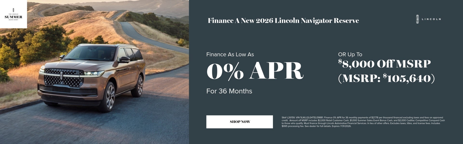 Finance A New 2026 Lincoln Navigator Reserve OR Finance As 