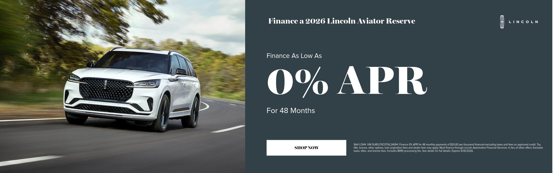 Finance a 2026 Lincoln Aviator Reserve Finance As Low As 0